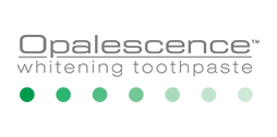 Opalescence whitening toothpaste logo met groene kleurgradatie stippen