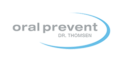 Oral Prevent Dr. Thomsen logo met blauwe zwenkvorm