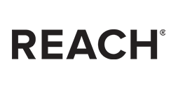 Reach logo in zwarte hoofdletters met geregistreerd handelsmerk teken