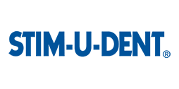 Stim-U-Dent logo in blauwe letters op witte achtergrond