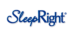 SleepRight logo in blauwe letters op witte achtergrond