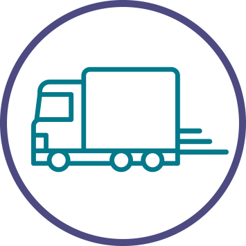 Icoon van vrachtwagen in cirkel symbool voor verzending of bezorging
