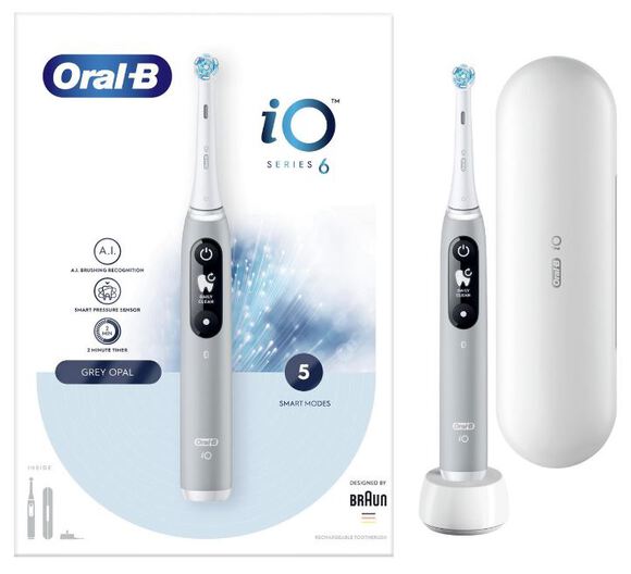 oral-b io6 opal grey elektrische tandenborstel