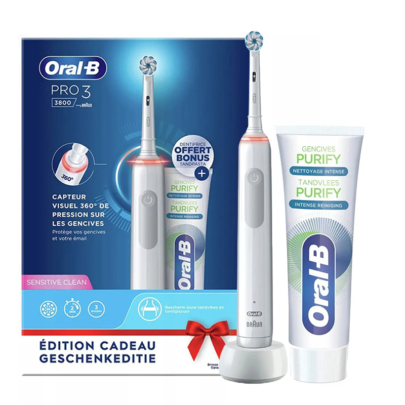 oral-b pro 3 3800 white sensitive clean gift edit. 1