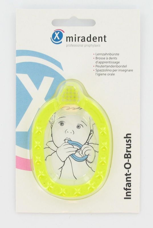 infant-o-brush babytandenborstel/bijtring geel