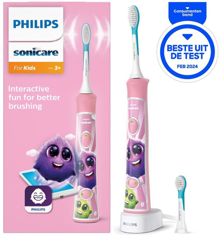 sonicare for kids hx6352/42 el.tandenborstel roze 1