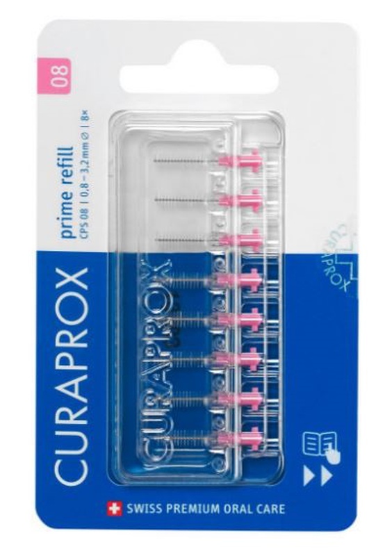 curaprox cps 08 prime refill 0,8/3,2mm roze 1