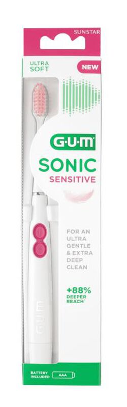 gum sonic sensitive tandenborstel met batterij