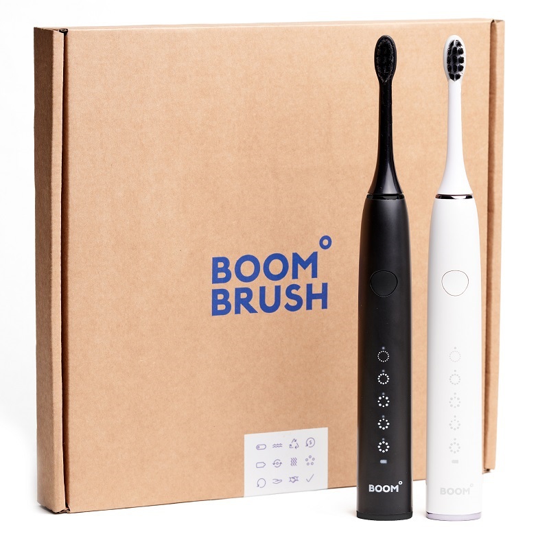 boombrush sonische tandenborstel duo (wit+zwart)